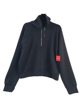 NEW Spanx AirEssentials Half-Zip Pullover Very Black Women’s Sz 1X Modal Blend